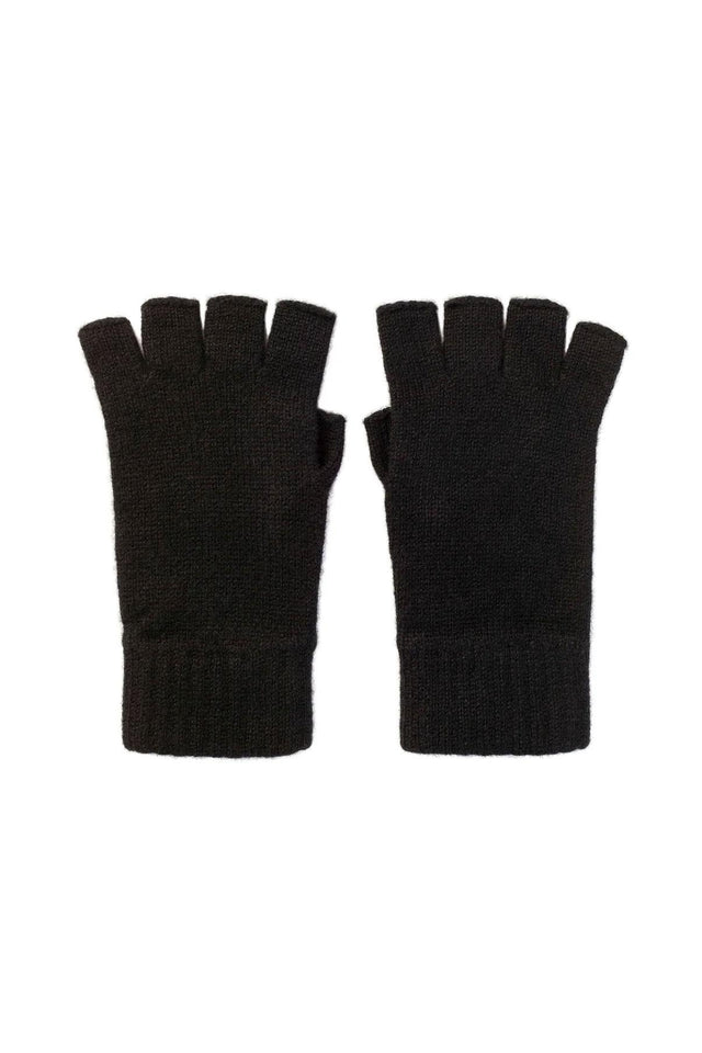 CASHMERE KNITTED FINGERLESS GLOVES - BLACK HAY02223 -BLACK JOHNSTONS OF ELGIN 