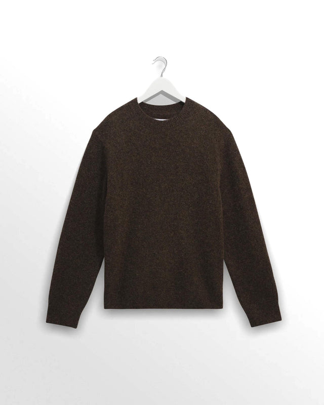 FLUFFY WOOL BLEND WILDE CREWNECK - BROWN AW25-KNT-WLD-BWE-BRN -BROWN WAX LONDON 