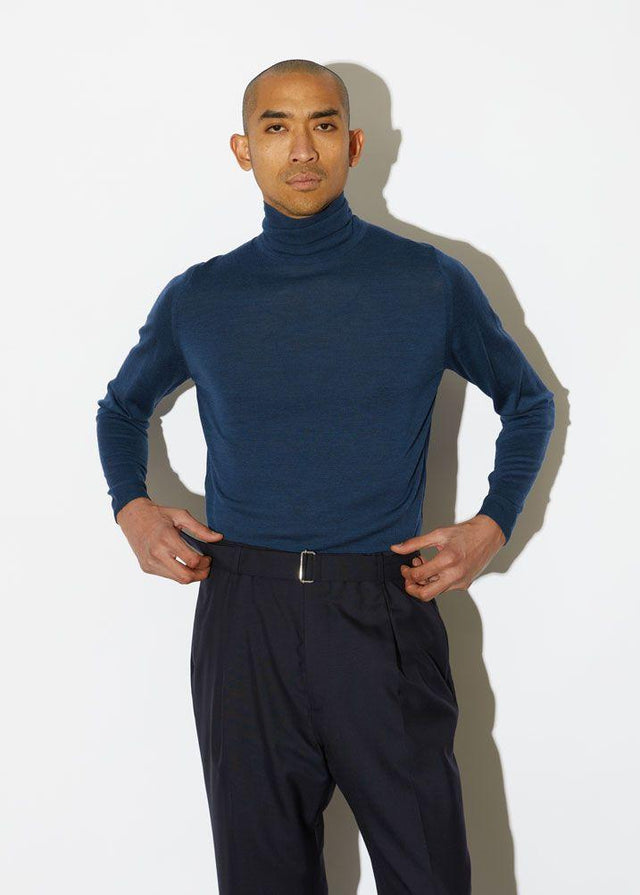 John Smedley CHERWELL PULLOVER ROLL NECK LSINDIGO