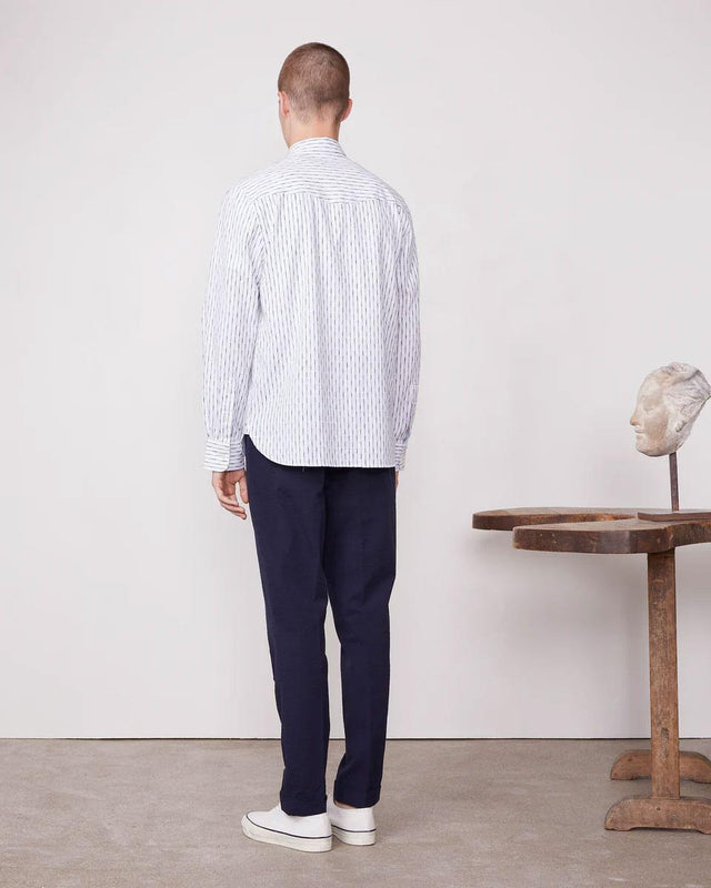 BENOIT COTTON STRIPE SHIRT - WHITE/ NIGHT SKY S25MSHI019 -WHITE/NIGHT SKY OFFICINE GENERALE 