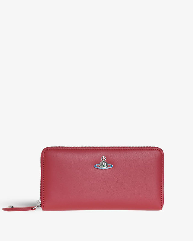 NAPPA CLASSIC ZIP ROUND WALLET - RED/SILVER