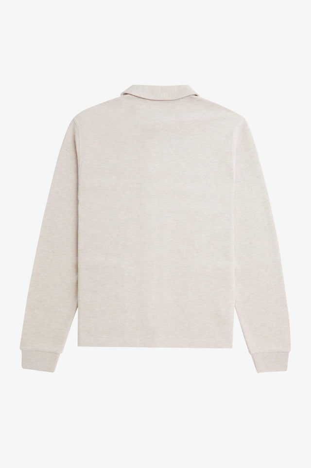 BUTTON THROUGH LONG SLEEVE POLO - PORRIDGE MARL M6598 -X23 PORRIDGE MARL FRED PERRY 