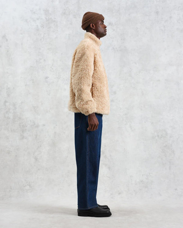 TRIMMS BORG JACKET FAUX FUR - BEIGE AW24-JKT-TRM-BKP-BEI -BEIGE WAX LONDON 