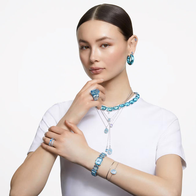 UNA LAYERED NECKLACE - BLUE/RHODIUM PLATED 5640557 FROMT/RHS SWAROVSKI 