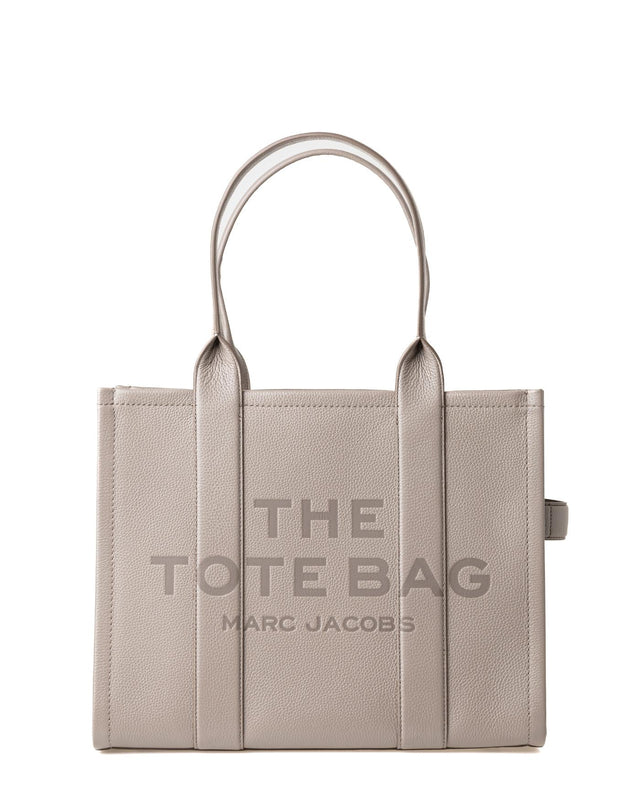 THE LEATHER LARGE TOTE BAG - CEMENT