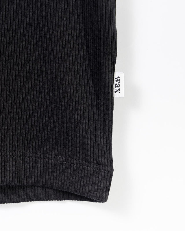 RIBBED MONTAGUE VEST - BLACK WI00-TEE-MON-AXH-BLK -BLACK WAX LONDON 