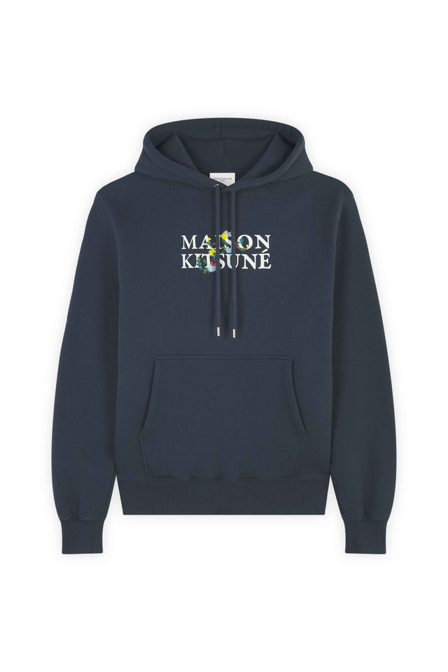 FLOWERS COMFORT HOODIE - INK BLUE