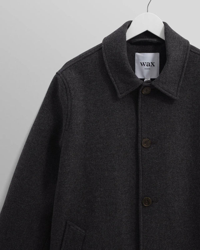 STAN TWILL WOOL CAR COAT - CHARCOAL AW24-OUT-STL-BJL-CHR -CHARCOAL WAX LONDON 