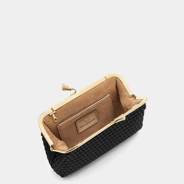 ANYA HINDMARCH 179324BLACK SATIN WEAVE