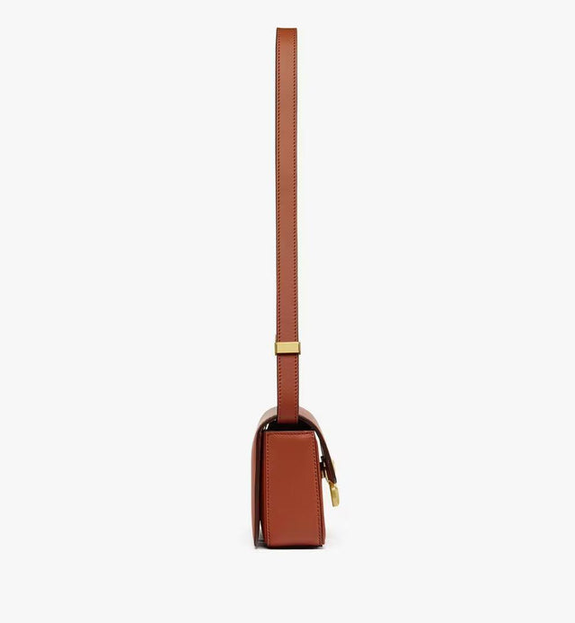 HIMMEL SHOULDER BAG IN SPANISH CALF LEATHER - BROWN MWSESAC06C7001 BROWN MCM 
