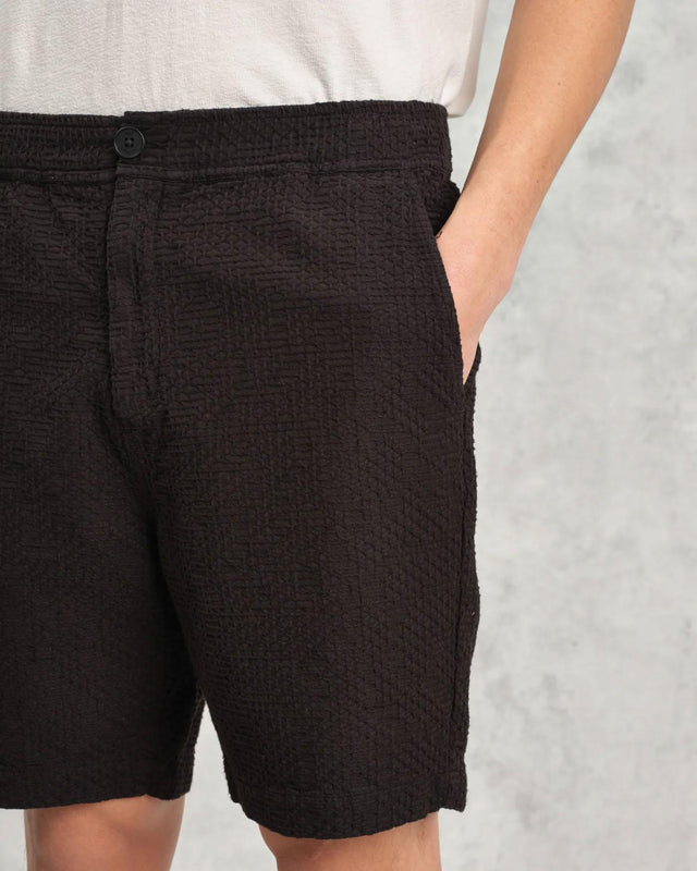 KURT SHORT HONEYCOMB DOBBY - BLACK SS25-STS-KUR-BRV-BLK -BLACK WAX LONDON 