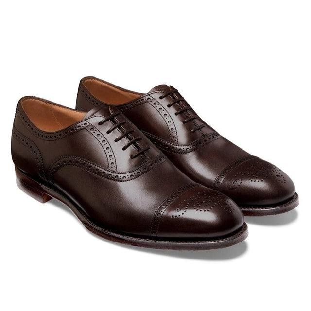 WILFRED OXFORD SEMI BROGUE  CALF LEATHER SHOES - MOCHA