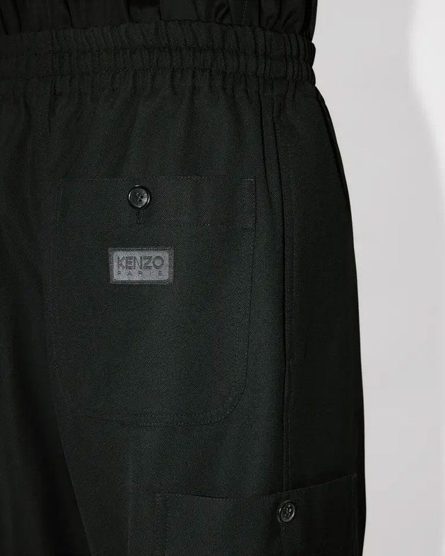 CARGO JOG PANTS IN VIRGIN WOOL - BLACK