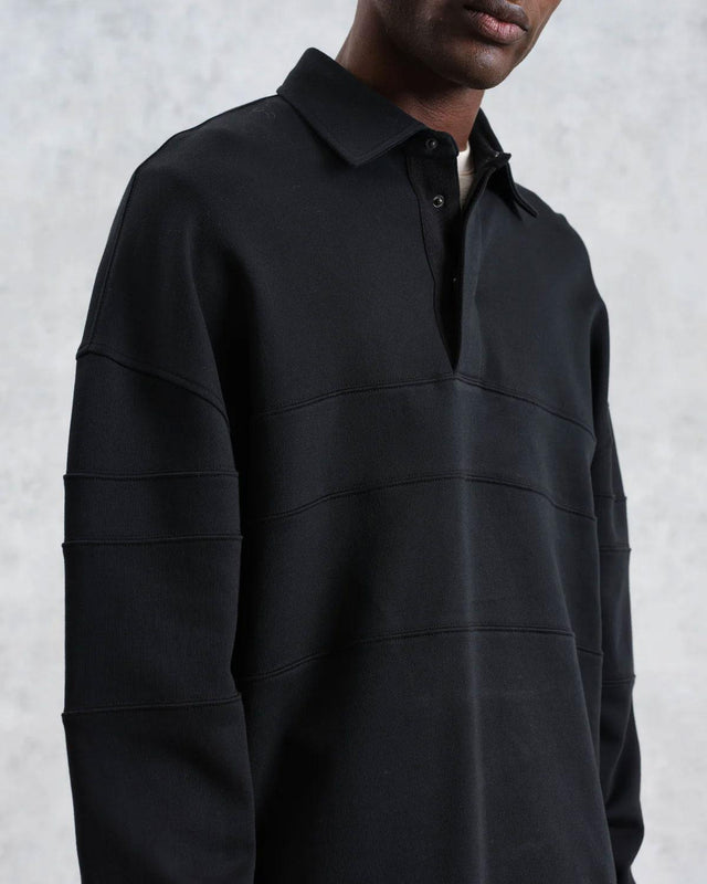 BLEN ORGANIC COTTON RUGBY SHIRT - BLACK AW24-LST-BLN-BLR -BLACK WAX LONDON 