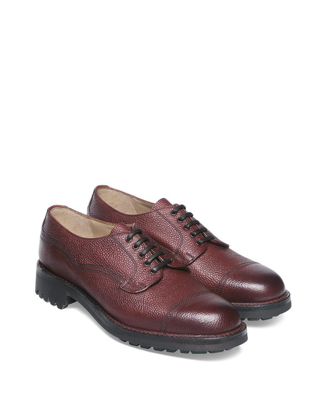 CAIRNGORM II C VELDTSCHOEN DERBY LEATHER SHOES - BURGUNDY GRAIN