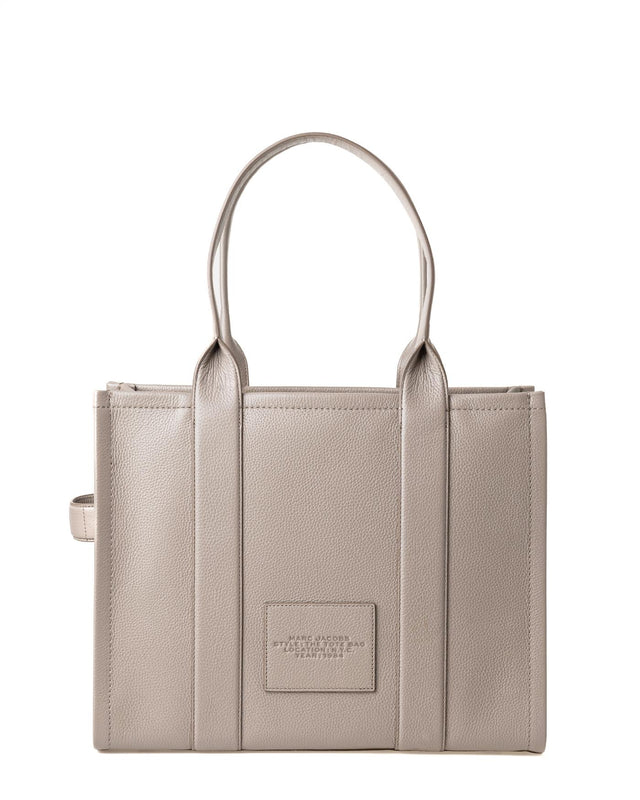 THE LEATHER LARGE TOTE BAG - CEMENT