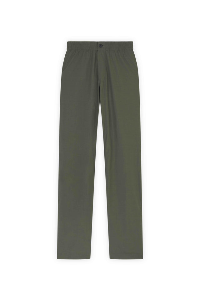 CASUAL STRAIGHT LEG PANTS IN CRISPY NYLON WITH TON - MILITARY GREEN