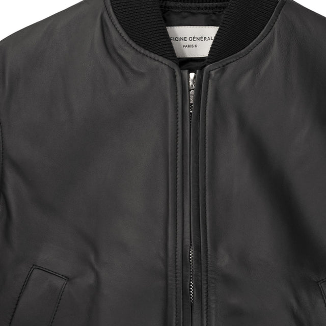 NELA LEATHER BOMBER JACKET - BLACK S25WLTR550 -BLACK OFFICINE GENERALE 