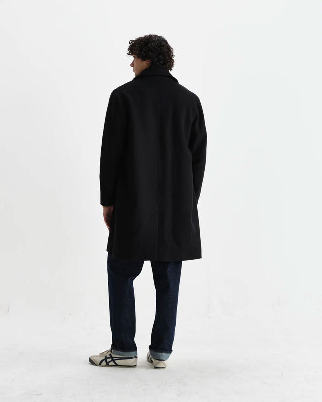 PLAIN WOOL TWILL STAN COAT - BLACK AW25-OUT-STL-BXL-BLK -BLACK WAX LONDON 