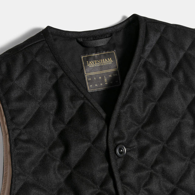 BUTTON FRONT GILET - BLACK LV12000 102 -BLACK LAVENHAM 