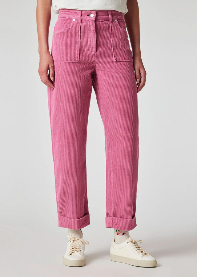 WOMEN'S CORDUROY BARREL LEG TROUSERS - PINK W2R-330T-N21950 52 PAUL SMITH 