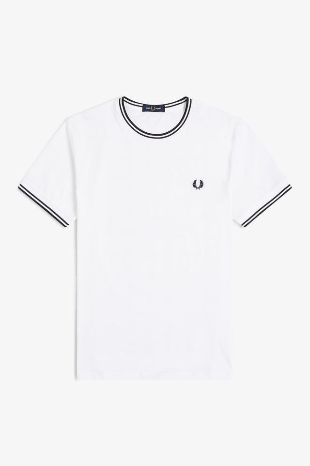 TWIN TIPPED T-SHIRT - WHITE M1588 -100 FRED PERRY 