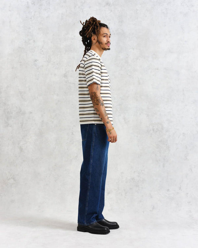 DEAN STRIPED TEXTURED T-SHIRT - ECRU