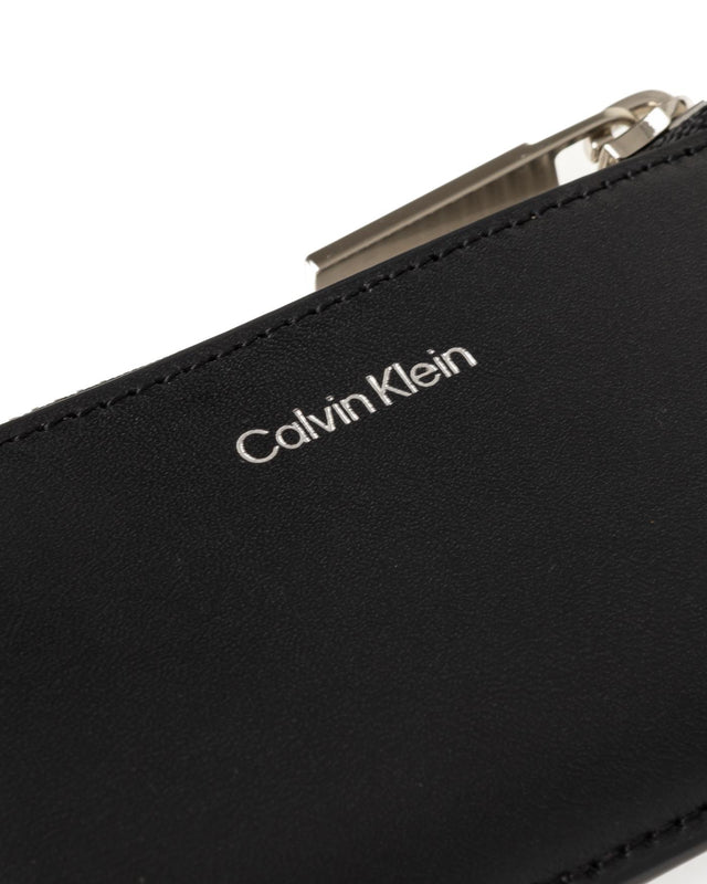 LEATHER ZIP AROUND WALLET - BLACK