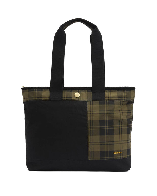 MYA PATCHWORK TOTE BAG - BLACK/ OLIVE CHECK LBA0484BK11 -BLACK/OLIVE CHECK BARBOUR 