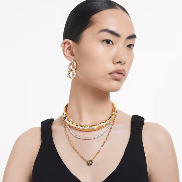 DEXTERA HOOP EARRINGS - WHITE/GOLD-TONE PLATED 5636530 CRY/GOS SWAROVSKI 