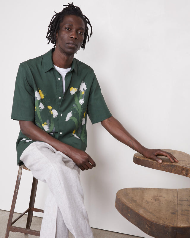 FLORAL MOTIF SHIRT - PINGREEN/ LETUCE/GREY S25MSHI024 -PINGREEN/LETUCE/GREY OFFICINE GENERALE 